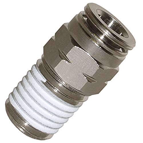 Push To Connect Fittings Nickel-Plated Brass Pc Male Straight 1/4"Od 1/8"Npt Thread Straight Connect Push Fit Fittings Tube Fittings Pneumatic Fittings 5 Pack