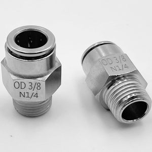 3/8"Od 1/4" Npt Air Union Male Push-To-Connect Fittings Air Line (5 Pack)