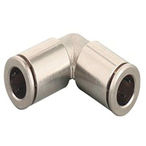 1/4 Push to Connect Fittings Nickel-Plated Brass Elbow Air Fittings Push Connect Air Tube Connectors Push Lock Fittings for Air Tubing (2 Brass Elbow in Pack)