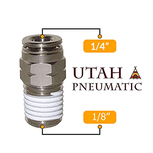 Push To Connect Fittings Nickel-Plated Brass Pc Male Straight 1/4"Od 1/8"Npt Thread Straight Connect Push Fit Fittings Tube Fittings Pneumatic Fittings 5 Pack