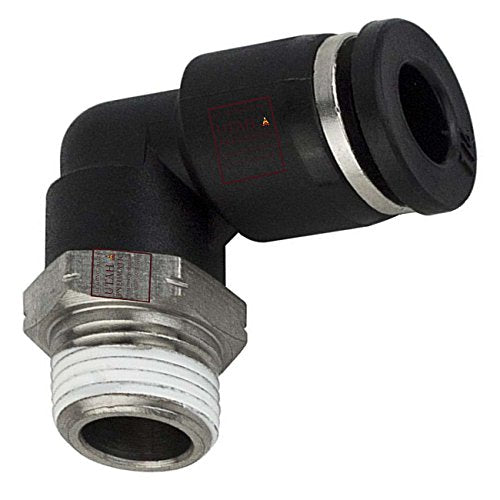 Push to Connect Air Fittings 8mm Od 1/4" Npt Elbow Nylon & Nickel-Plated Brass Pneumatic Fittings Air Line Fittings 90 Degree Air Fitting Union Fitting Pneumatic Connectors (Pack of 10
