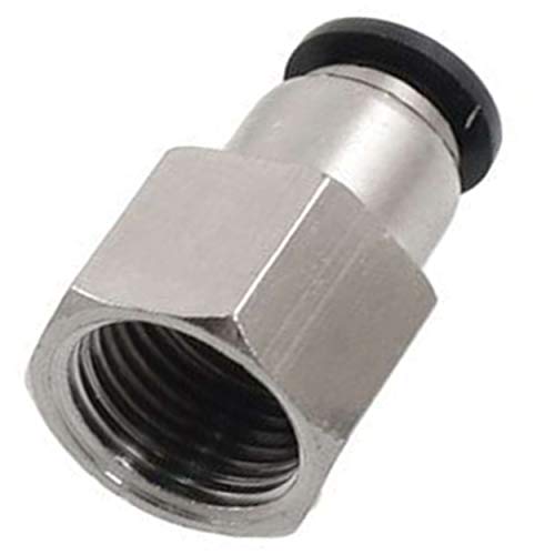 Push to Connect Air Fittings 1/4" Od 1/4" Npt Female Nylon & Nickel-Plated Brass Pneumatic Fittings Air Line Fittings Straight Union Fitting PTC Pneumatic Connectors 10 pack