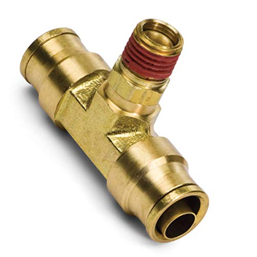 Pack of 2 1/4" X1/4" Od X 1/4" Npt Brass Push to Connect Tee Union for Saej844 Nylon Air Brake Tube Applications D.O.T Approved
