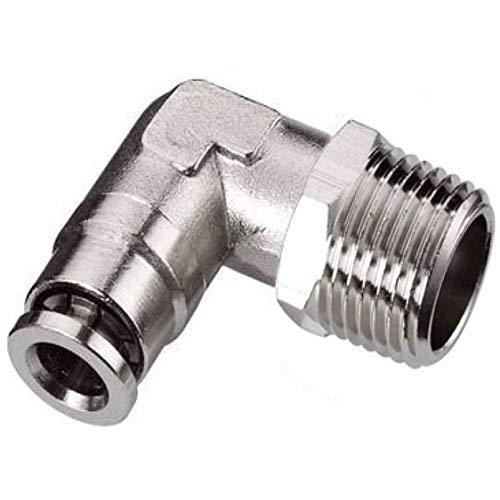 5 pack Push to Connect Air Fittings 1/4" Od 1/4" Npt Elbow Nickel-Plated Brass Pneumatic Fittings Air Line Fittings 90 Degree Air Fitting Union Fitting Pneumatic Connectors