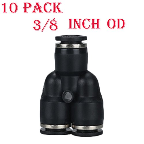 10 Pack Plastic Push to Connect Fittings Tube Connect y spliter 3/8 od Push Fit Fittings Tube Fittings Push Lock 2 Way Divider