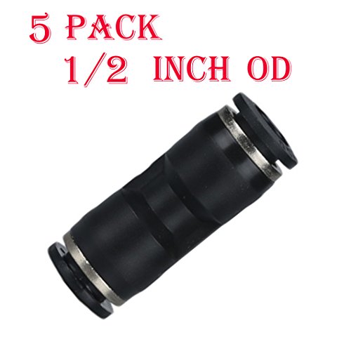 5 pack Plastic Push To Connect Fittings Tube Straight Connect 1/2 inch od Push Fit Fittings Tube Fittings Push Fit